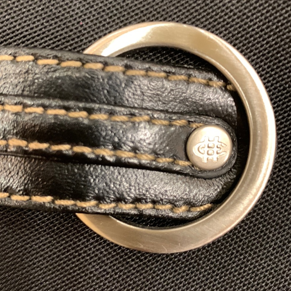 COLE HAHN BLACK SHOULDER BAG WITH LEATHER STRAP AND DETAILING, SILVER HARDWARE - Picture 3 of 13